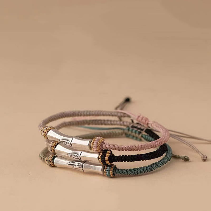 Bracciale intrecciato con protezione in bambù in argento sterling 925 Buddha Stones