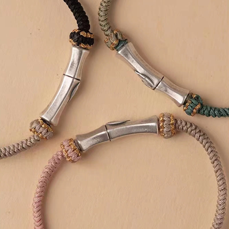 Bracciale intrecciato con protezione in bambù in argento sterling 925 Buddha Stones