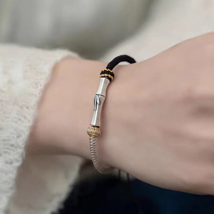 Bracciale intrecciato con protezione in bambù in argento sterling 925 Buddha Stones