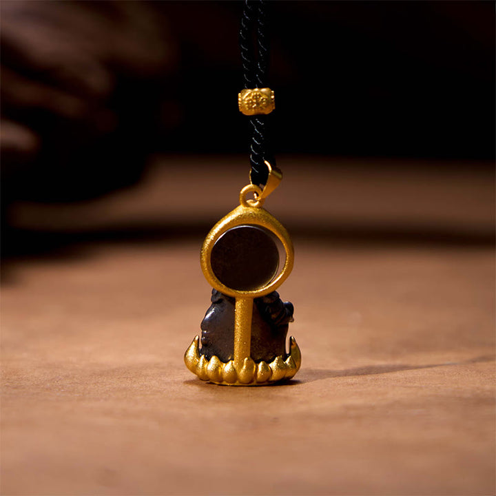 Buddha Stones Tibetano Giallo Jambhala Giallo Dio della Ricchezza Buddha Serenità Collana Pendente - image 4