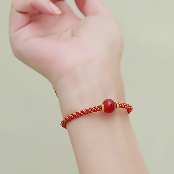 Braccialetto intrecciato calmo con perline di cristallo rosa, fatto a mano, in agata rossa, ametista, quarzo rutilato dorato , Buddha Stones