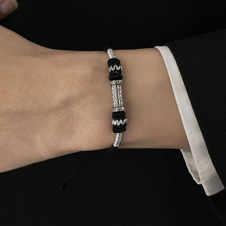 Braccialetto in corda intrecciata con Buddha Stones in argento sterling 925 Om Mani Padme Hum Wisdom - image 10