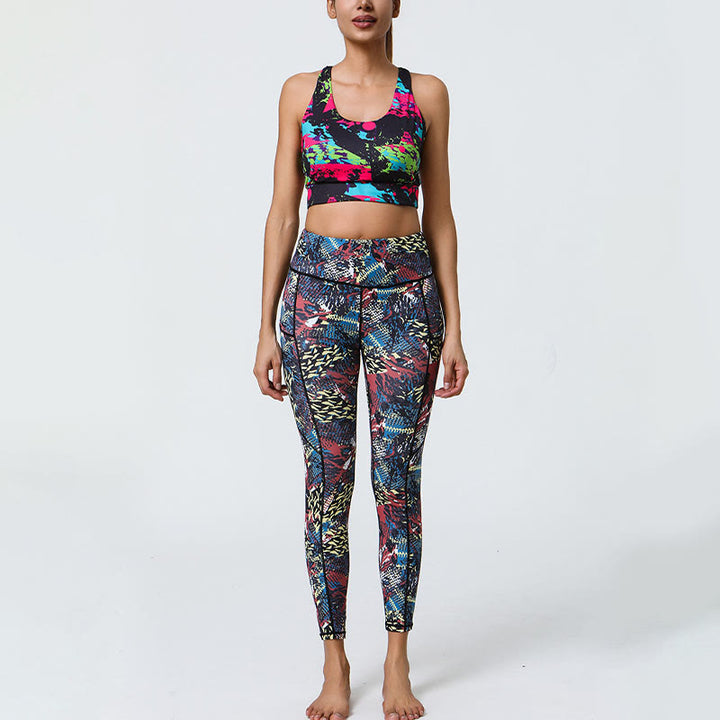 Buddha Stones Rose Lines Tiger Leopard Print Leggings sportivi a vita alta Pantaloni da yoga da donna con tasche