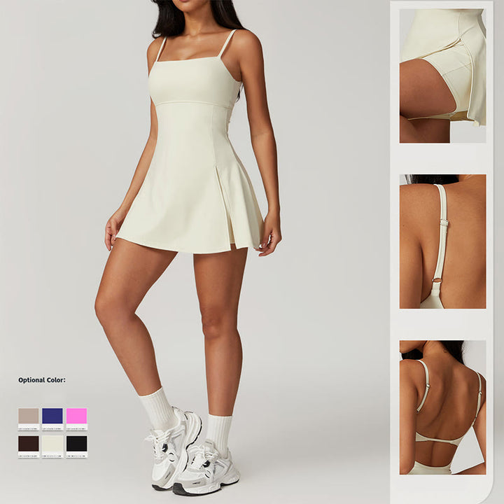 Buddha Stones Solid Backless Tennis Yoga Donna Sport Vestito - image 4