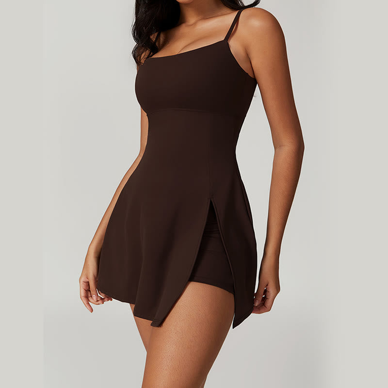 Buddha Stones Solid Backless Tennis Yoga Donna Sport Vestito - Marrone sella - US8-10, UK/AU12-14, EU40-42 (XL)  - image 17