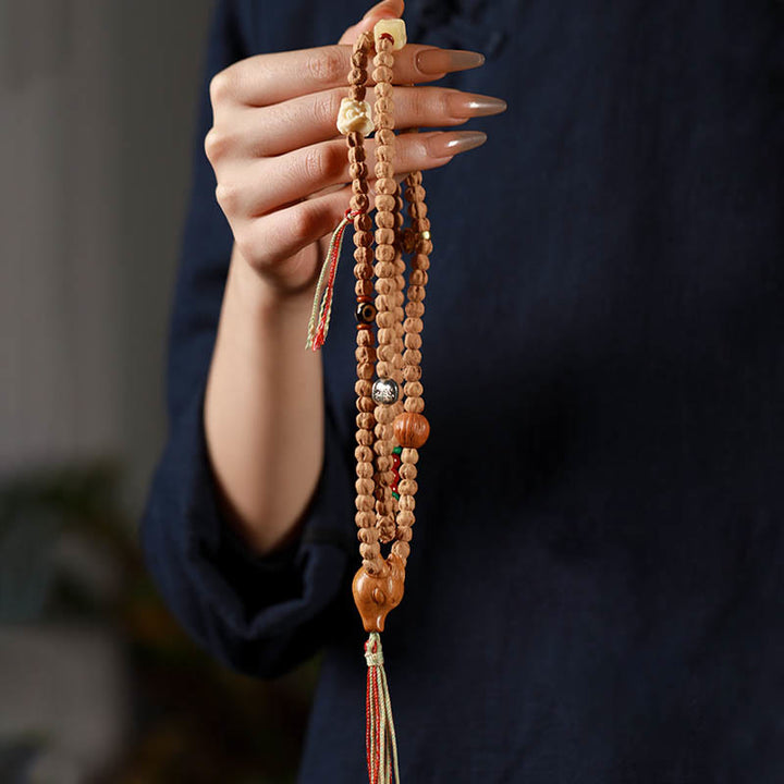 Buddha Stones 108 Perle Bodhi Seed Agata Rossa Testa di Cervo Bracciale Mala della Saggezza