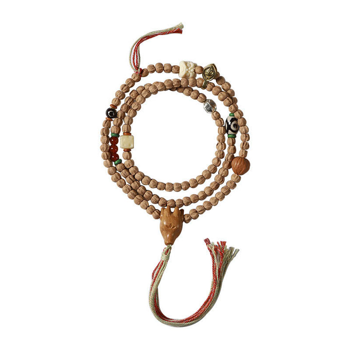 Buddha Stones 108 Perle Bodhi Seed Agata Rossa Testa di Cervo Bracciale Mala della Saggezza