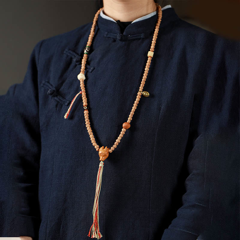 Buddha Stones 108 Perle Bodhi Seed Agata Rossa Testa di Cervo Bracciale Mala della Saggezza