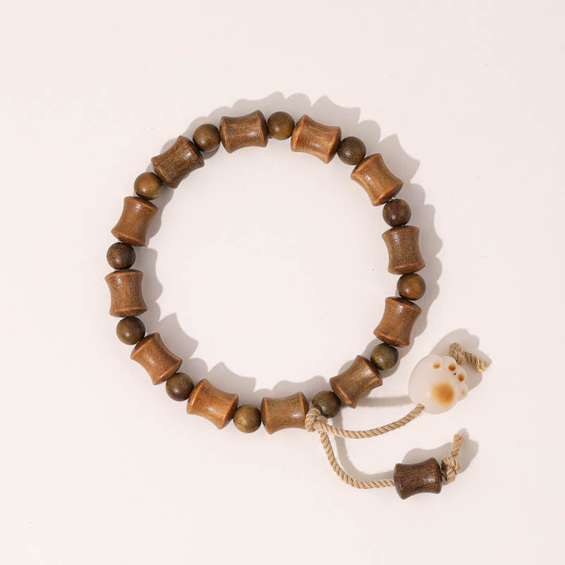 Braccialetto Buddha Stones Sandalo Verde Semi di Bodhi Artiglio di Gatto Bambù Pace - Sandalo verde (circonferenza del polso: 15-17 cm) - image 1