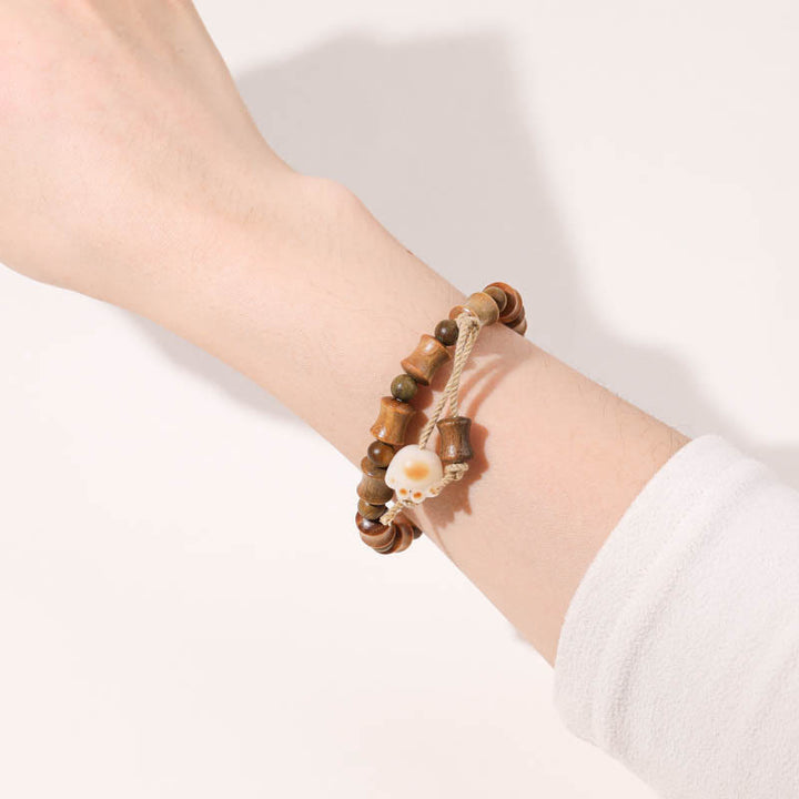 Braccialetto Buddha Stones Sandalo Verde Semi di Bodhi Artiglio di Gatto Bambù Pace - image 4