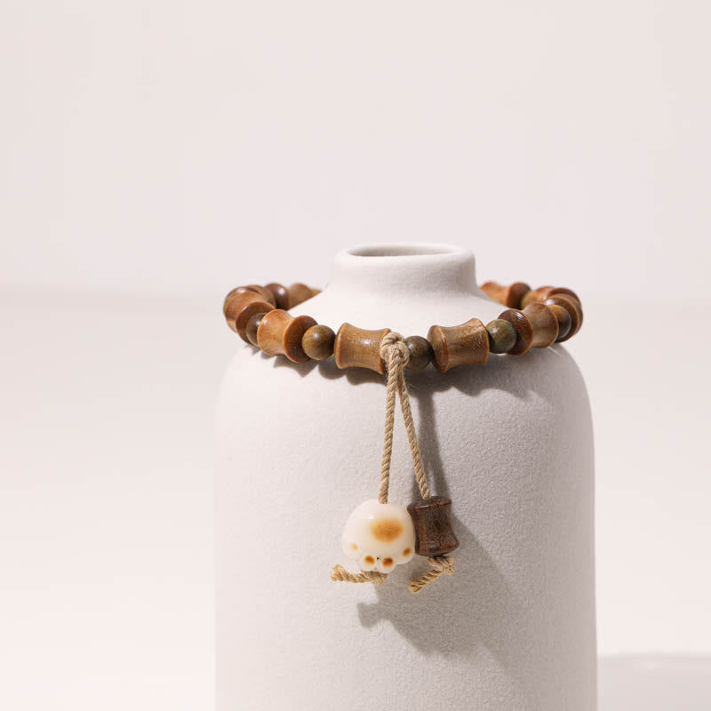 Braccialetto Buddha Stones Sandalo Verde Semi di Bodhi Artiglio di Gatto Bambù Pace - image 3