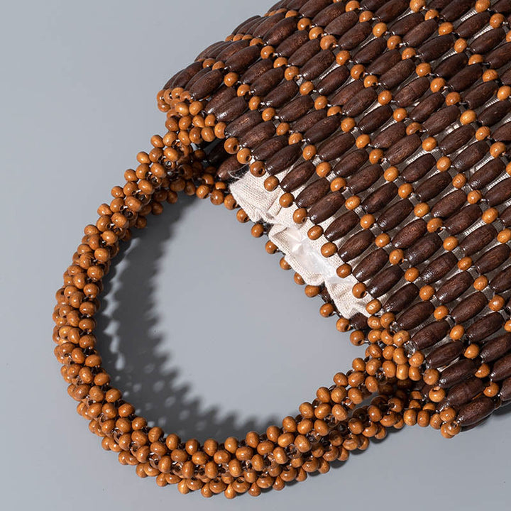 Borsa a mano con perline di legno intrecciate a mano Buddha Stones