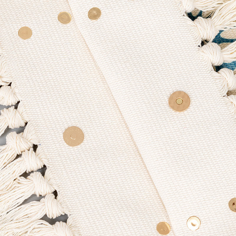 Borsa a tracolla in tela con stampa geometrica Boho di grande capacità e Buddha Stones