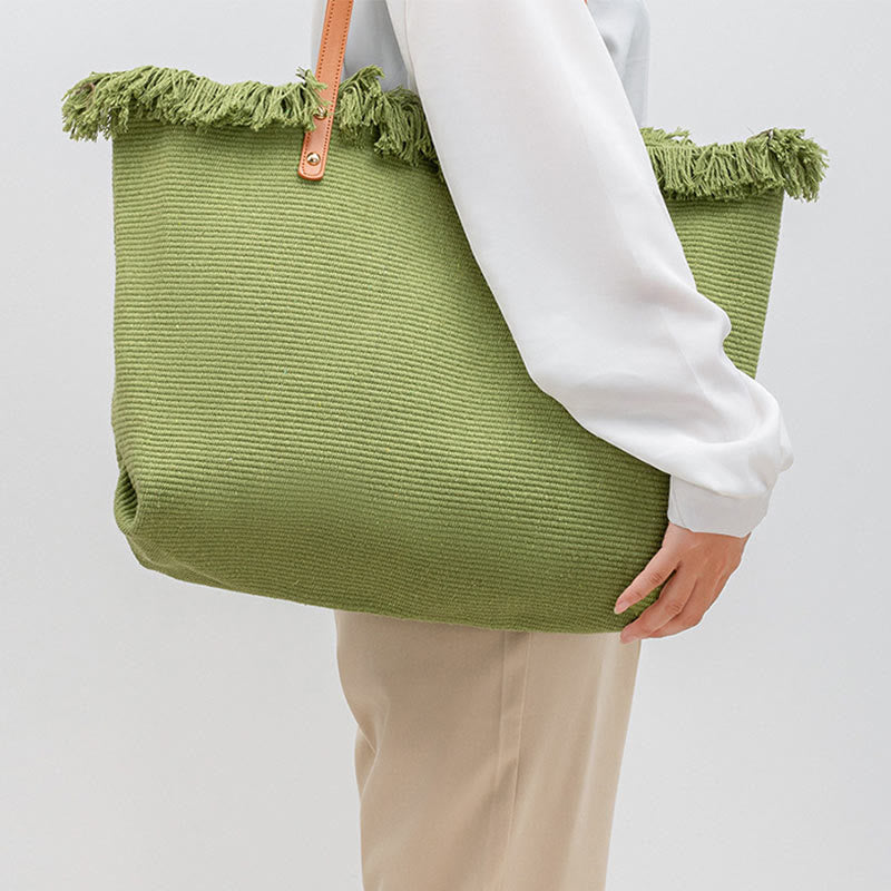 Borsa a tracolla in tela con nappe tinta unita e grande capacità Buddha Stones