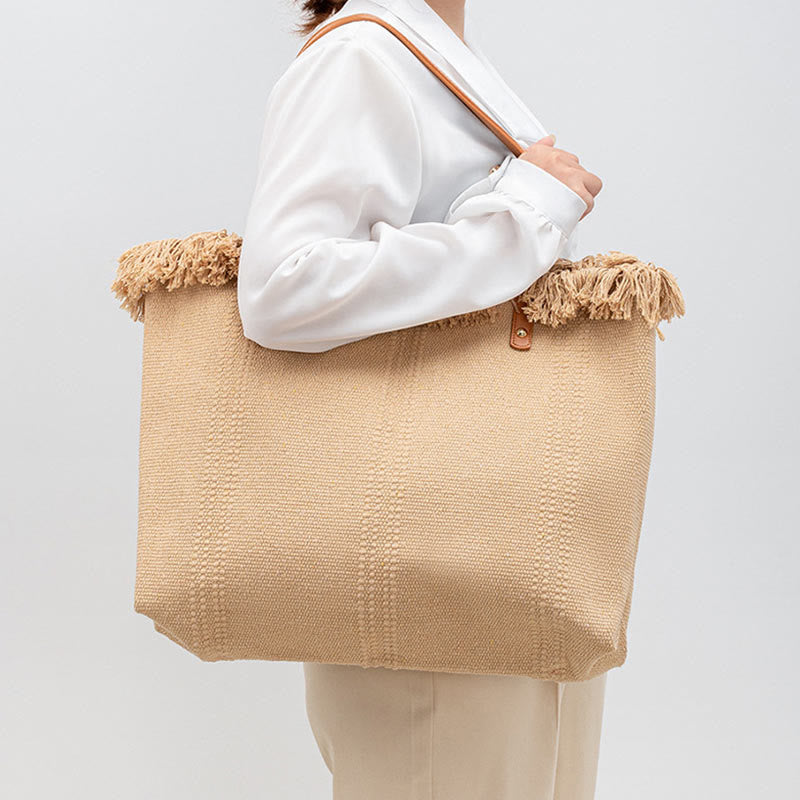 Borsa a tracolla in tela con nappe tinta unita e grande capacità Buddha Stones