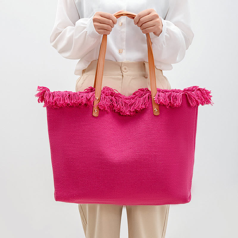 Borsa a tracolla in tela con nappe tinta unita e grande capacità Buddha Stones