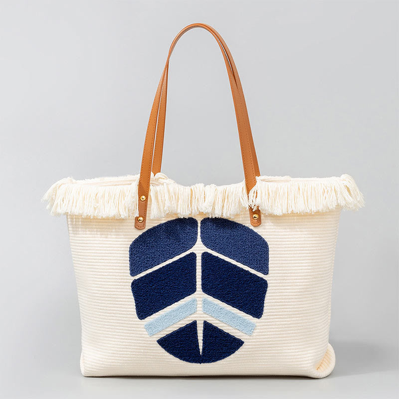 Borsa a tracolla in tela con nappa Hamsa, grande capacità, con foglie di malocchio e Buddha Stones