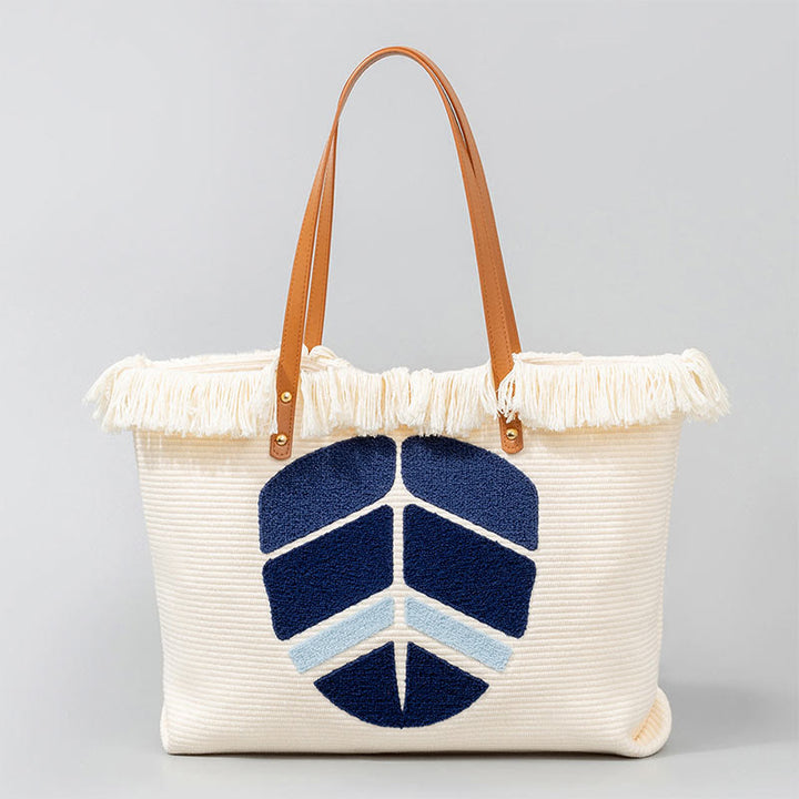 Borsa a tracolla in tela con nappa Hamsa, grande capacità, con foglie di malocchio e Buddha Stones