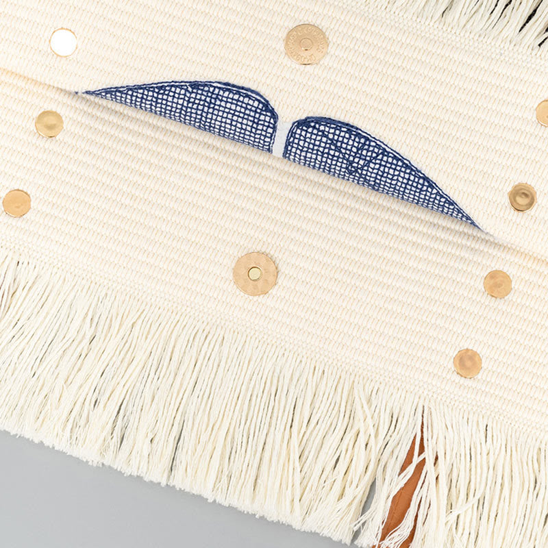 Borsa a tracolla in tela con nappa Hamsa, grande capacità, con foglie di malocchio e Buddha Stones