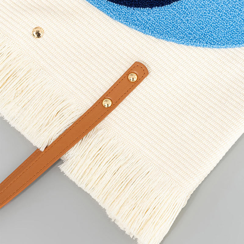 Borsa a tracolla in tela con nappa Hamsa, grande capacità, con foglie di malocchio e Buddha Stones