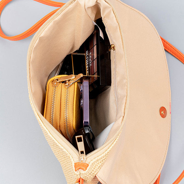 Borsa a tracolla in paglia intrecciata con fiore di elefante, borsa a tracolla, borsa a mano, Buddha Stones