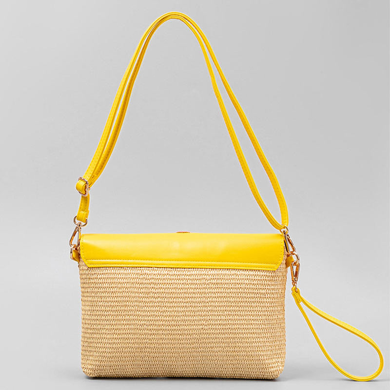 Borsa a tracolla in paglia intrecciata con fiore di elefante, borsa a tracolla, borsa a mano, Buddha Stones