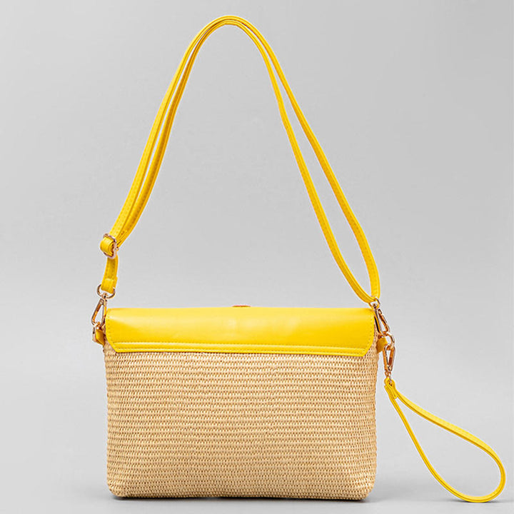 Borsa a tracolla in paglia intrecciata con fiore di elefante, borsa a tracolla, borsa a mano, Buddha Stones