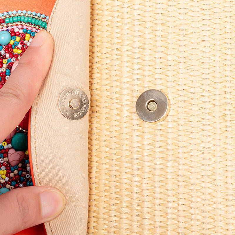 Borsa a tracolla in paglia intrecciata con fiore di elefante, borsa a tracolla, borsa a mano, Buddha Stones