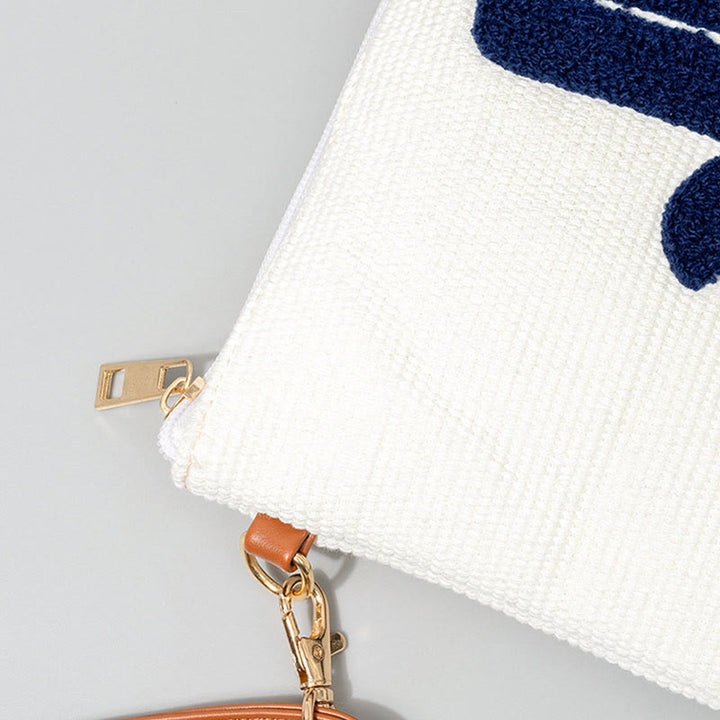 Borsa a tracolla in tela con foglia di Hamsa, con Buddha Stones e occhio maligno