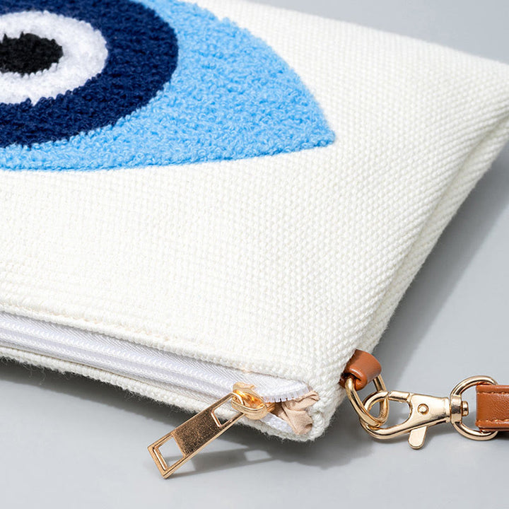 Borsa a tracolla in tela con foglia di Hamsa, con Buddha Stones e occhio maligno