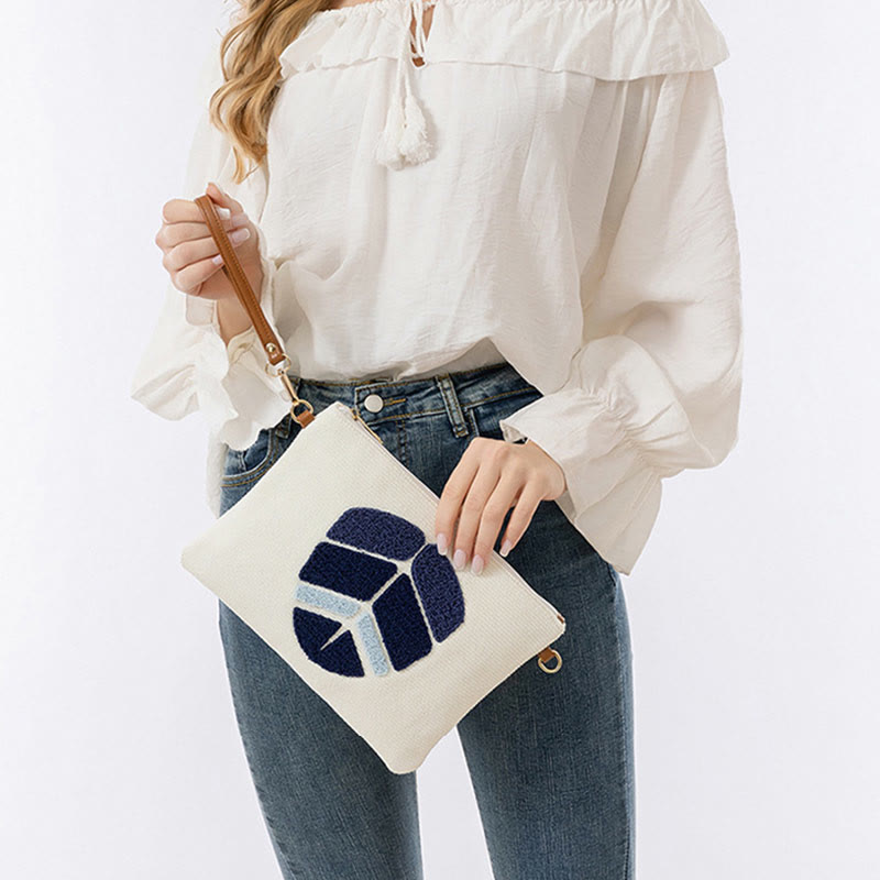 Borsa a tracolla in tela con foglia di Hamsa, con Buddha Stones e occhio maligno