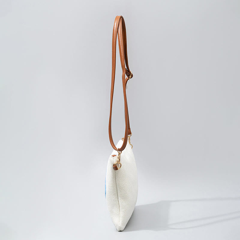 Borsa a tracolla in tela con foglia di Hamsa, con Buddha Stones e occhio maligno