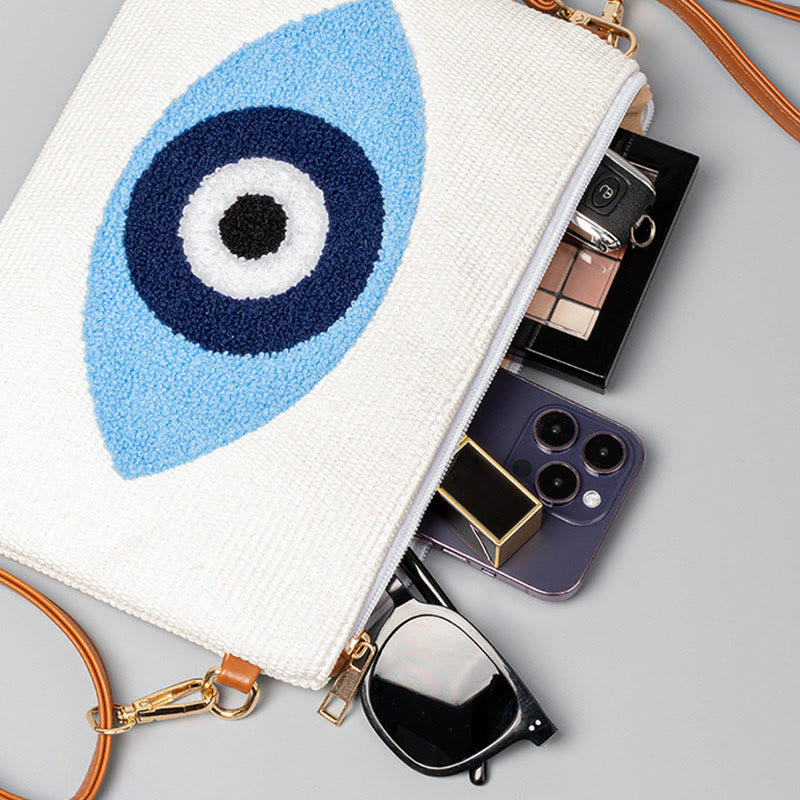 Borsa a tracolla in tela con foglia di Hamsa, con Buddha Stones e occhio maligno