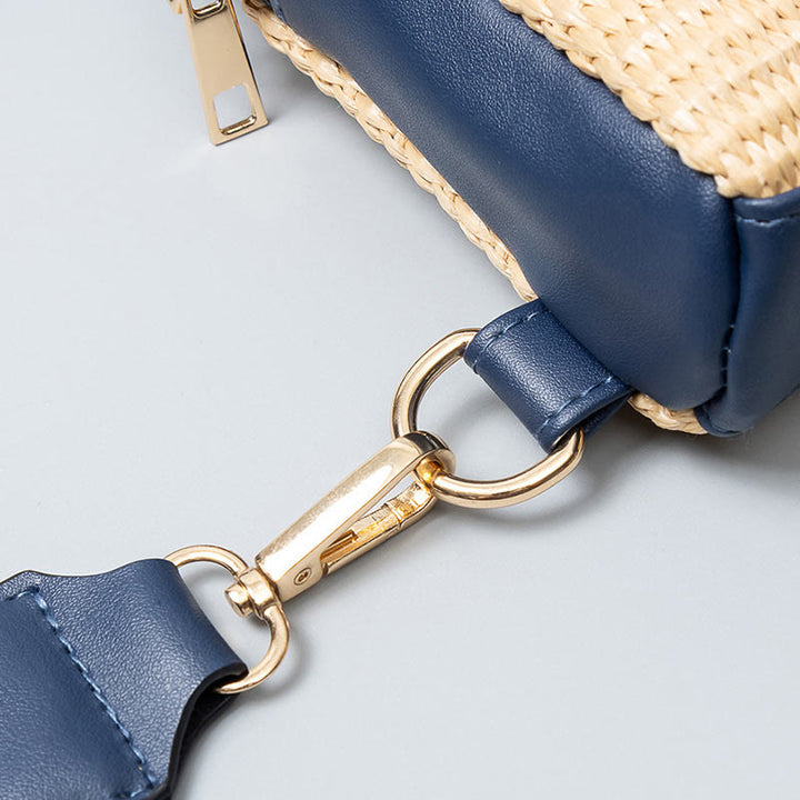 Borsa a tracolla in paglia intrecciata con piccola geometria Buddha Stones