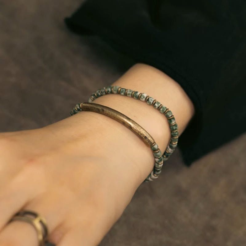 Buddha Stones Sodalite Immagine Diaspro Pietra Verde Punto Braccialetto Armonia Saggezza