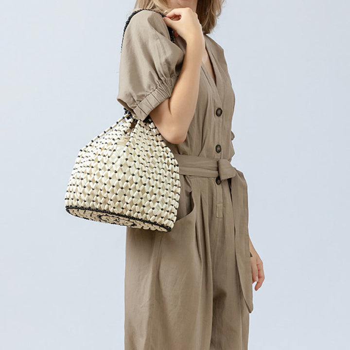 Borse a tracolla con perline di legno intrecciate a mano , Buddha Stones