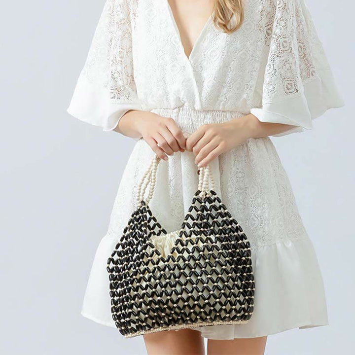 Borse a tracolla con perline di legno intrecciate a mano , Buddha Stones