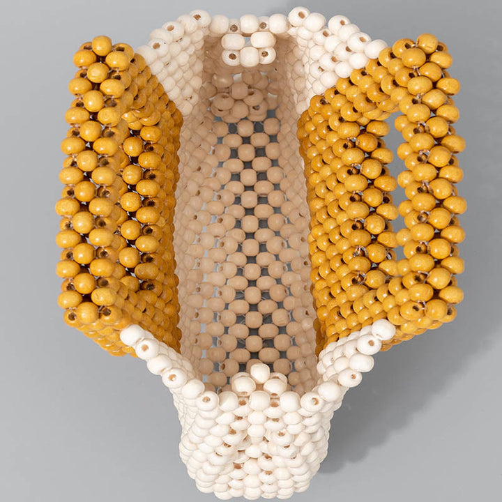 Borsa a mano quadrata con perline di legno intrecciate a mano Buddha Stones