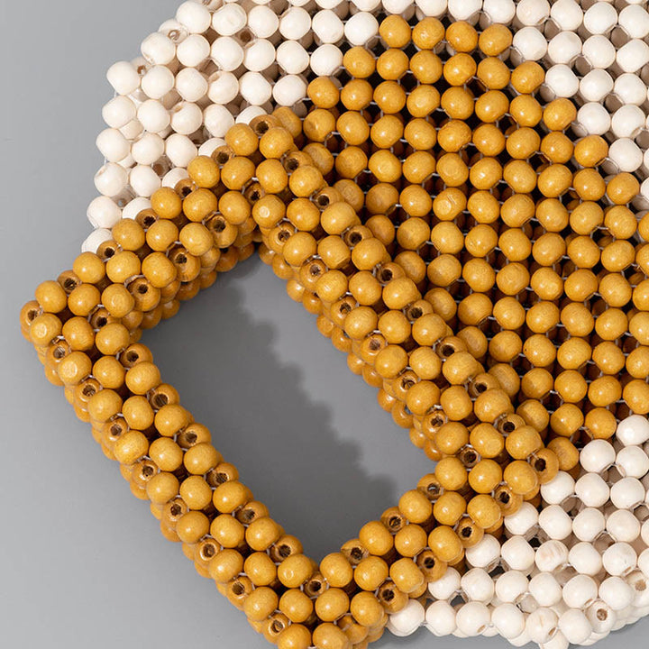 Borsa a mano quadrata con perline di legno intrecciate a mano Buddha Stones