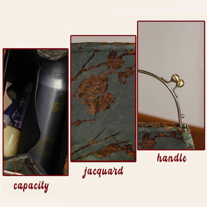 Borsa a tracolla in metallo con catena in velluto jacquard Buddha Stones