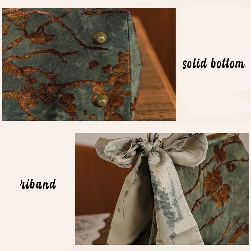 Borsa a tracolla in metallo con catena in velluto jacquard Buddha Stones