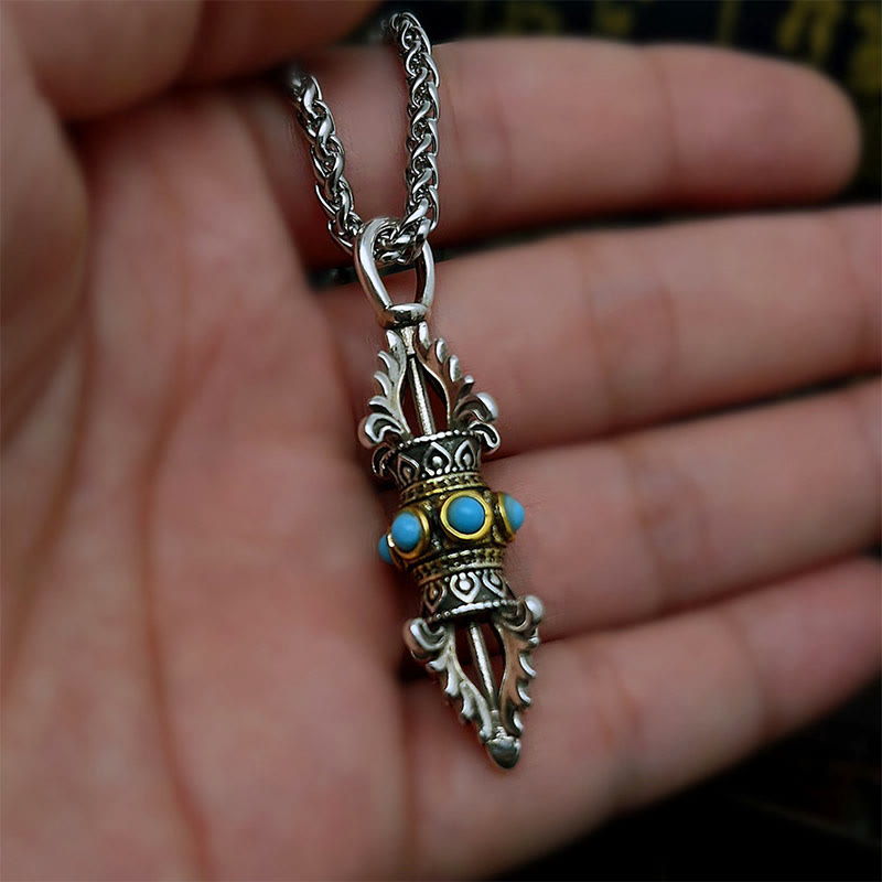 Buddha Stones Tibet Vajra Dorje Modello Rame Fortuna Ricchezza Collana Pendente in Metallo