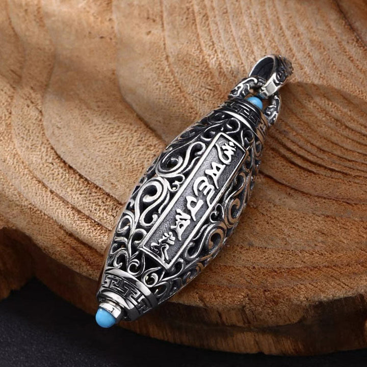 Buddha Stones Tibetano Om Mani Padme Hum Perline Dzi a nove occhi Modello Pace Purezza Collana girevole Pendente - image 5