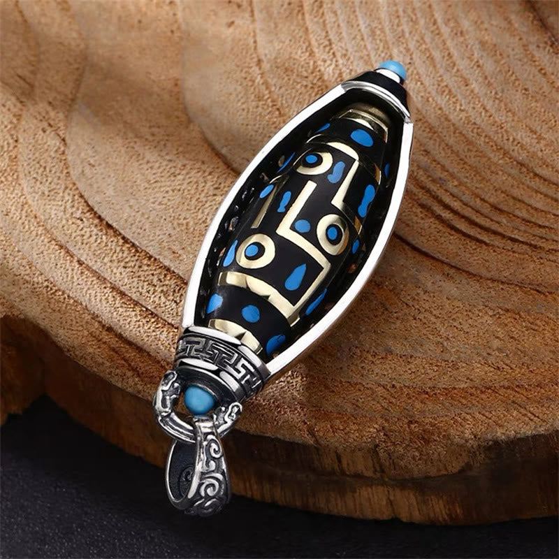 Buddha Stones Tibetano Om Mani Padme Hum Perline Dzi a nove occhi Modello Pace Purezza Collana girevole Pendente - image 7