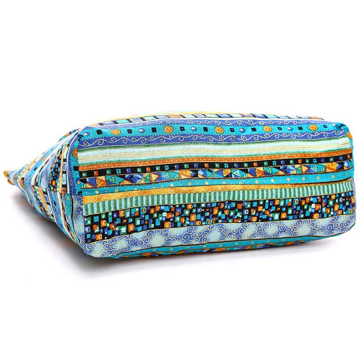 Borsa a tracolla con strisce di cotone Buddha Stones