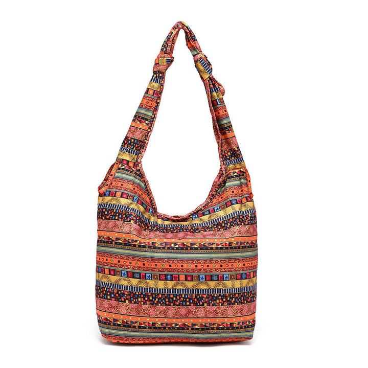 Borsa a tracolla con strisce di cotone Buddha Stones