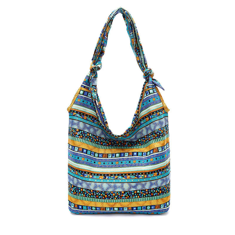 Borsa a tracolla con strisce di cotone Buddha Stones
