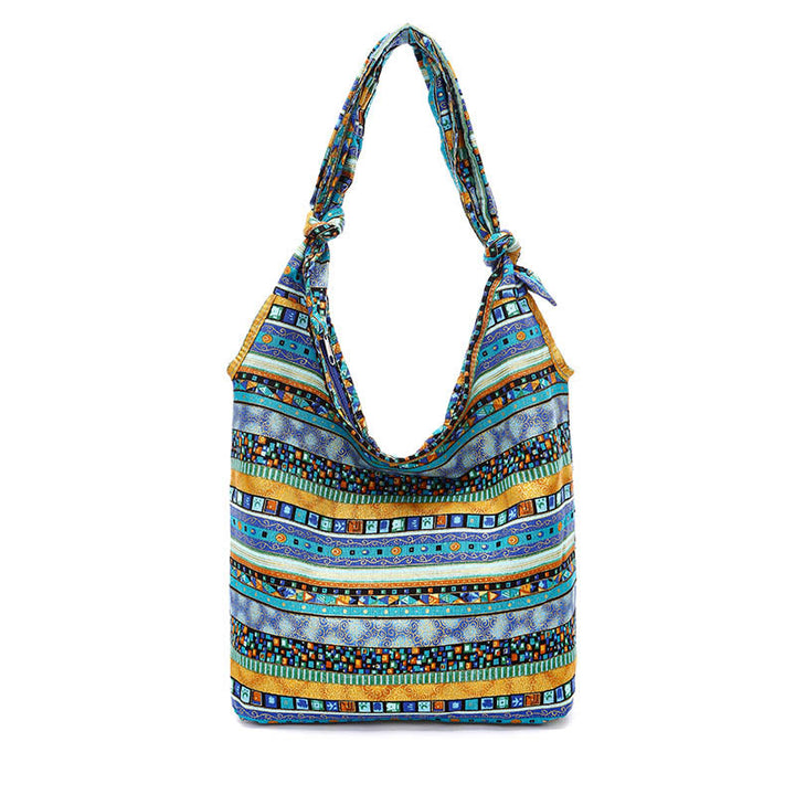 Borsa a tracolla con strisce di cotone Buddha Stones