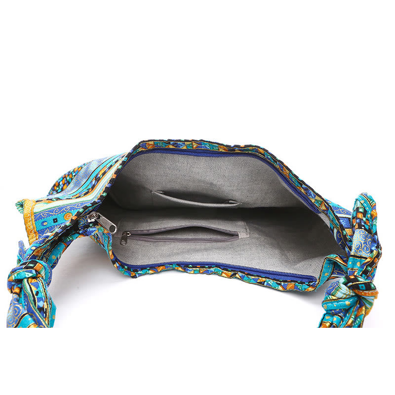 Borsa a tracolla con strisce di cotone Buddha Stones