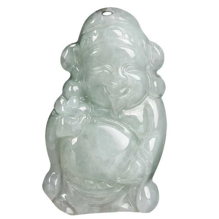 Buddha Stones Natural Jade Cinese Dio della Ricchezza Caishen Lingotto Fortuna Collana Pendente
